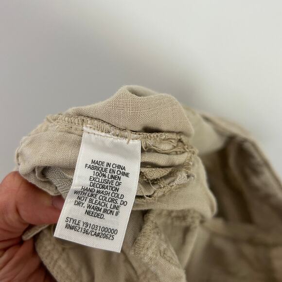 Vintage Y2K Guess Jeans Women's 27 Linen Cargo Pants Drawstring Beige Loose - Picture 10 of 10